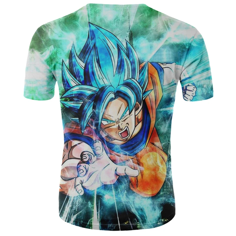 

T-Shirt Short Sleeve Men's Cartoon 3D Printing Technology New 2021 Leisure Children's Party Style Elements Seven Dragon Bead New