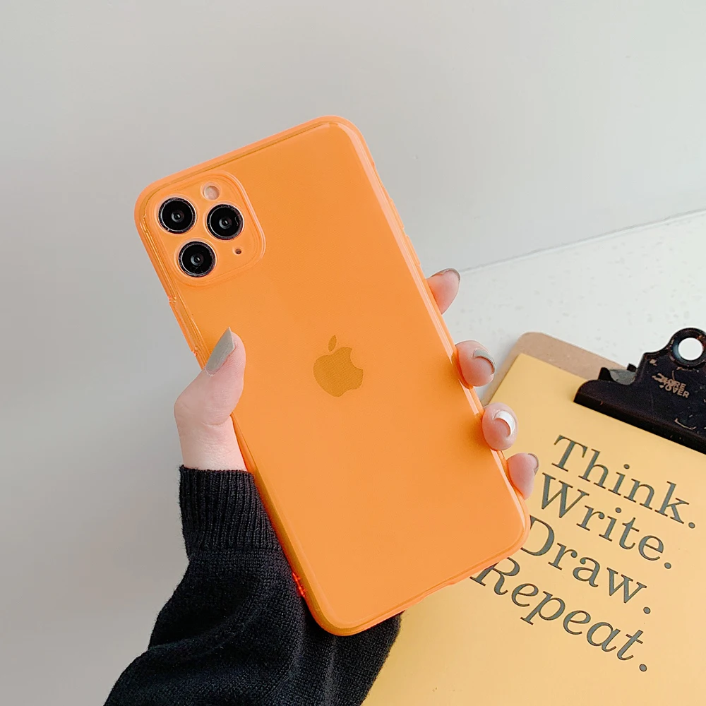 Неоновые флуоресцентные цветные чехлы для iphone 13 12 11 Pro Max Mini X XR XS 6 6S 7 8 Plus SE 2020