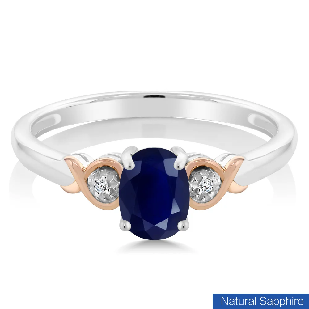 GemStoneKing 925 пробы Серебряное и розовое золото 10 к кольцо 1 02 cttw Натуральный Синий