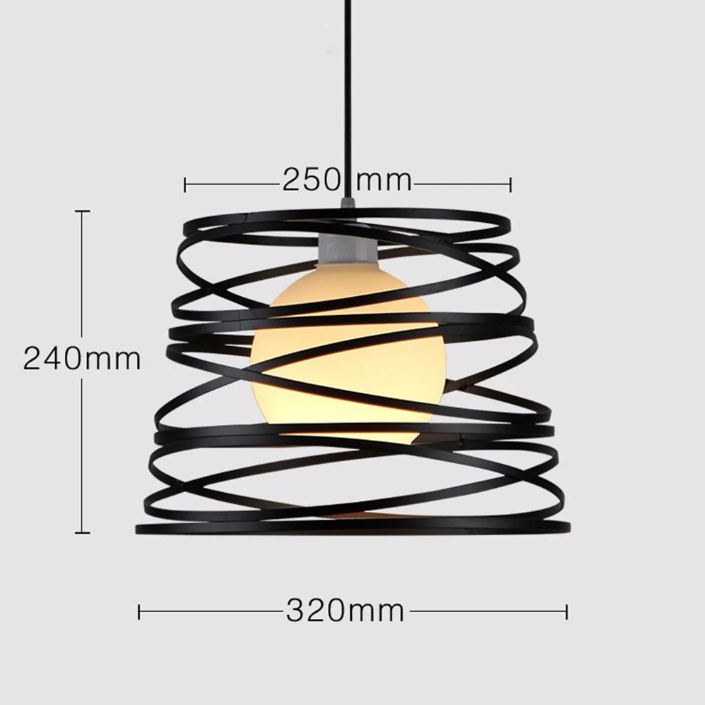 

Simple Iron Spiral Pendant Light hanging Lamp Lights 32cm Black White for Kitchen Island Restaurant home lighting Industrial
