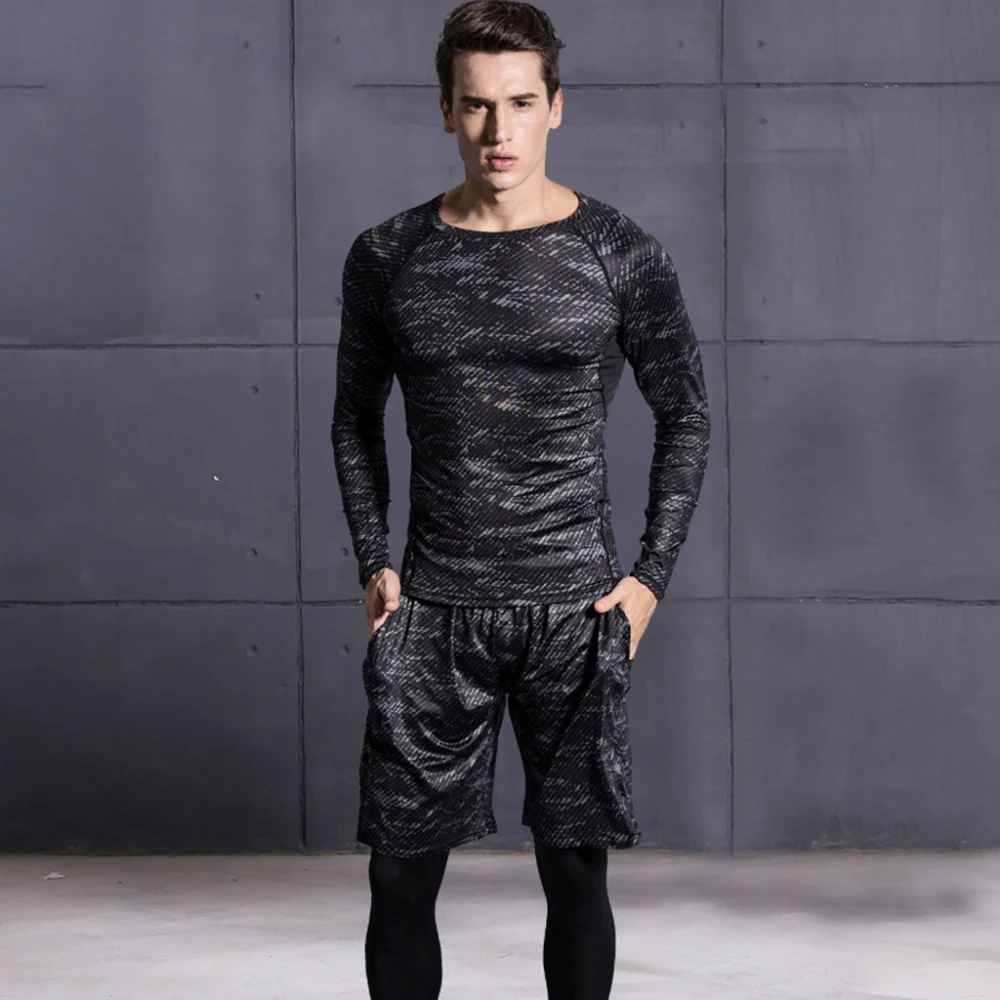 

2021 nuovi uomini caldi tuta sportiva tuta da palestra Fitness compressione abbigliamento da corsa Jogging collant allenamento
