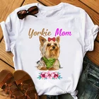 Kawaii Yorkie Mom футболка с графическим принтом Женская собака для влюбленных женская рубашка Harajuku летние топы модная футболка женская
