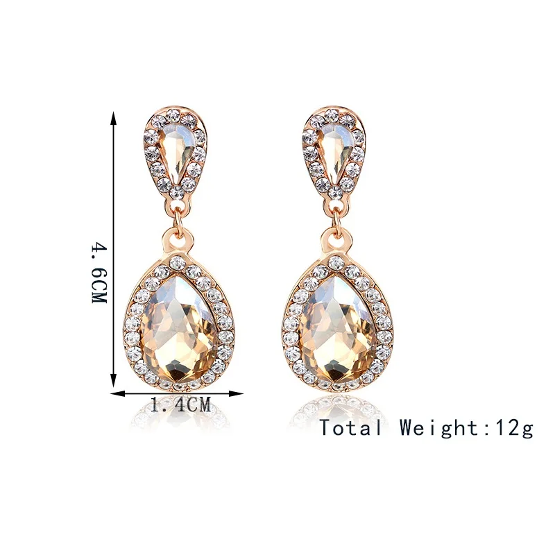 Женские длинные серьги-капли цвета шампань стразы в форме капли свадебные серьги