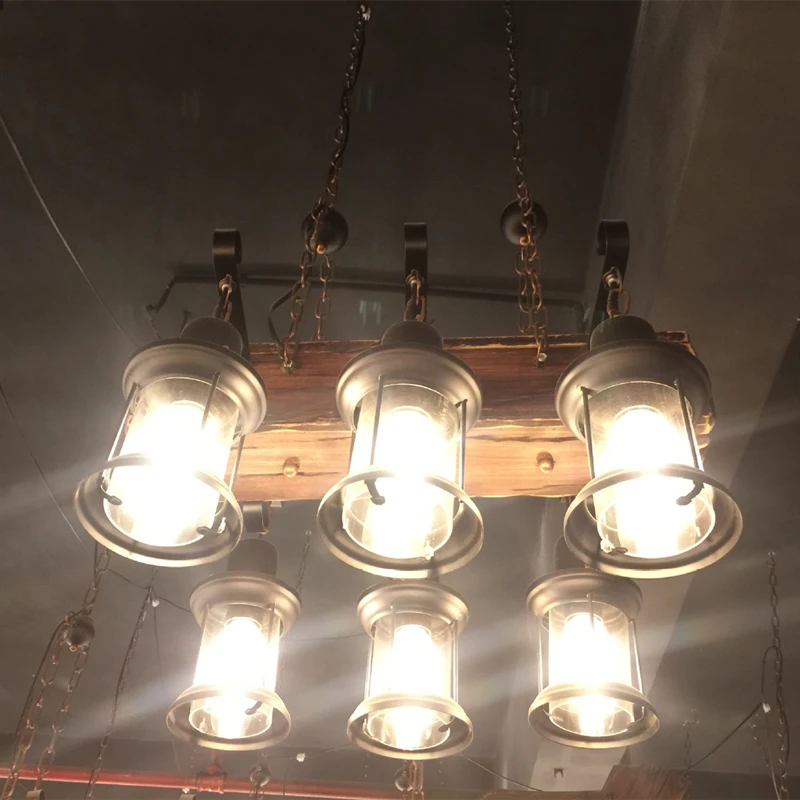 Iluminación Led de araña para decoración del hogar, lámparas de madera para Bar, Loft Rural americano, Retro, Industrial, moderna