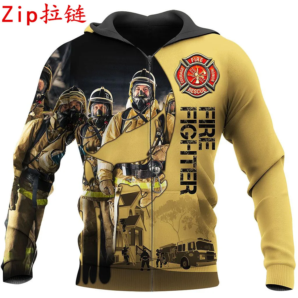 

2020 New Fashion Fashion Mens Clothes Firefighter 3D All Over Printed Casual Hoodie Unisex Jackets Hoodie tops