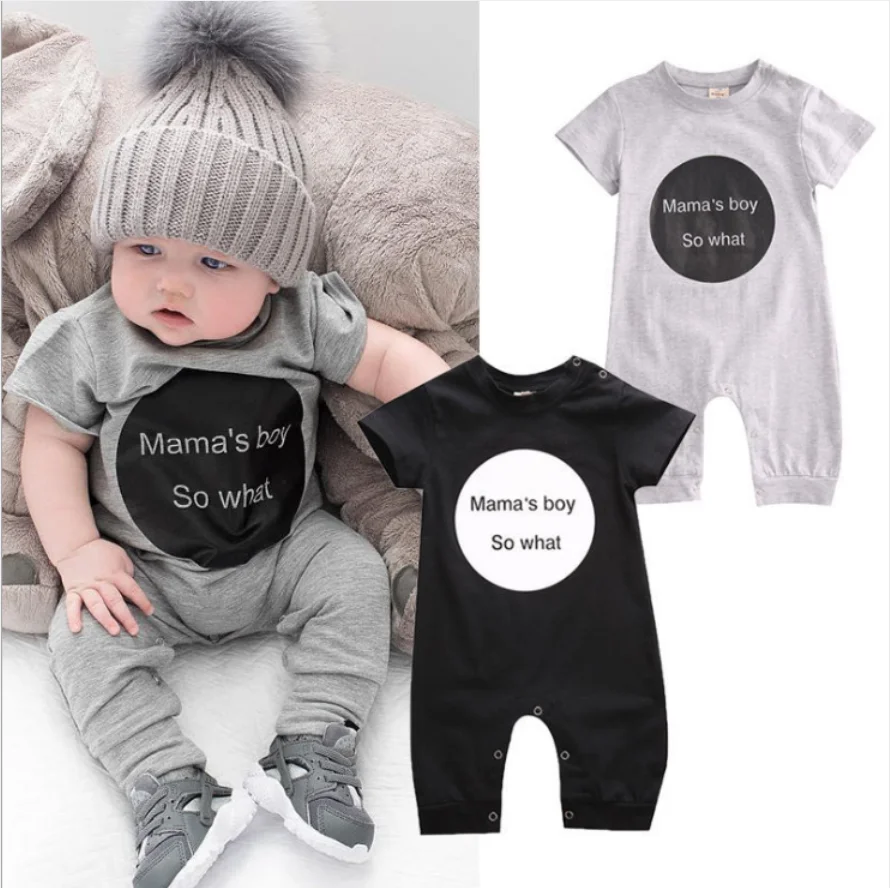 

Newborn baby boy rompers 2020 Sumer Mama's boy So What Printed Infant baby clothing baby jumpsuits
