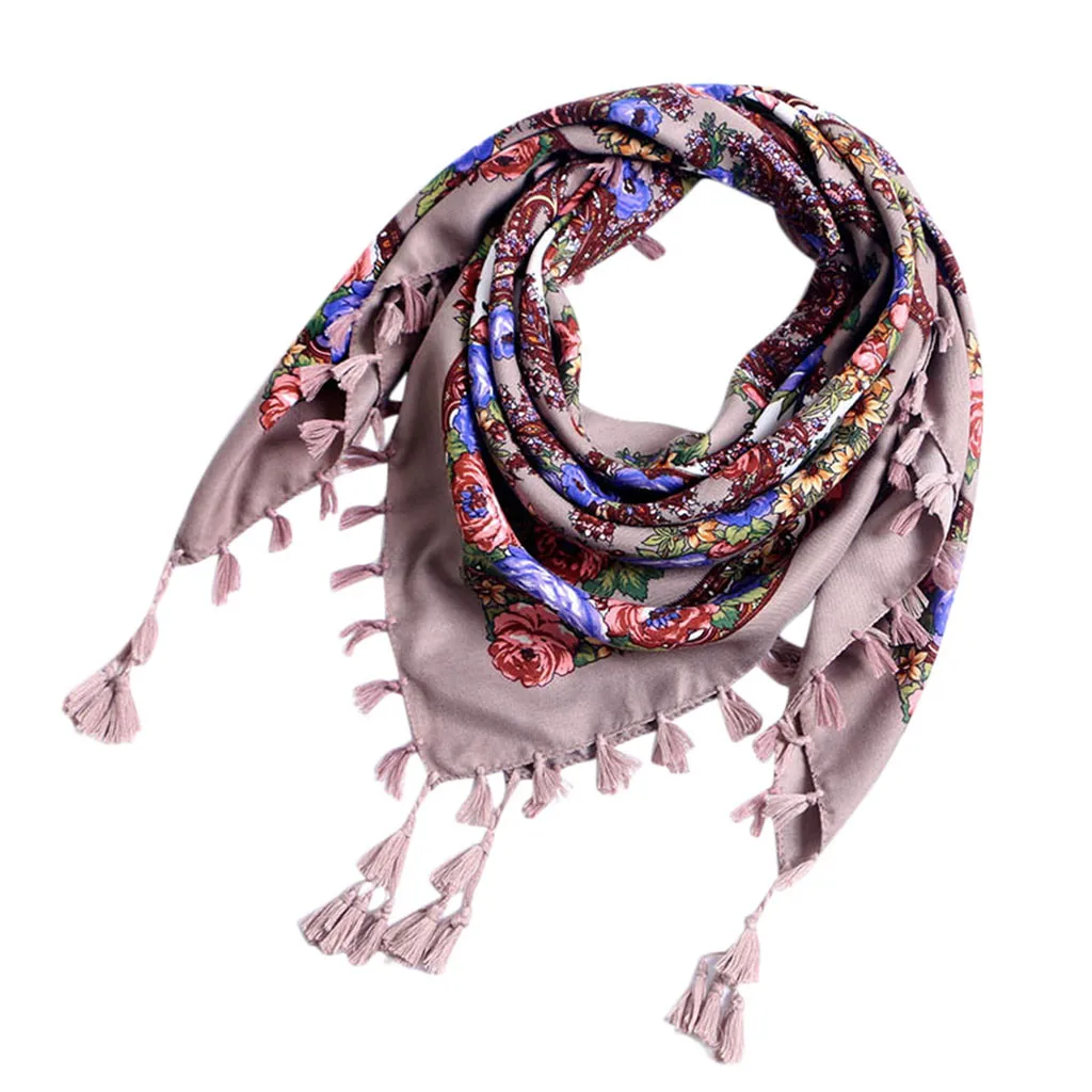 Women Ethnic Style Retro Scarf Tassel Knot Square Spring Summer Autumn Winter Travel Shawl Fashion Casual Warm 2019 New | Аксессуары для