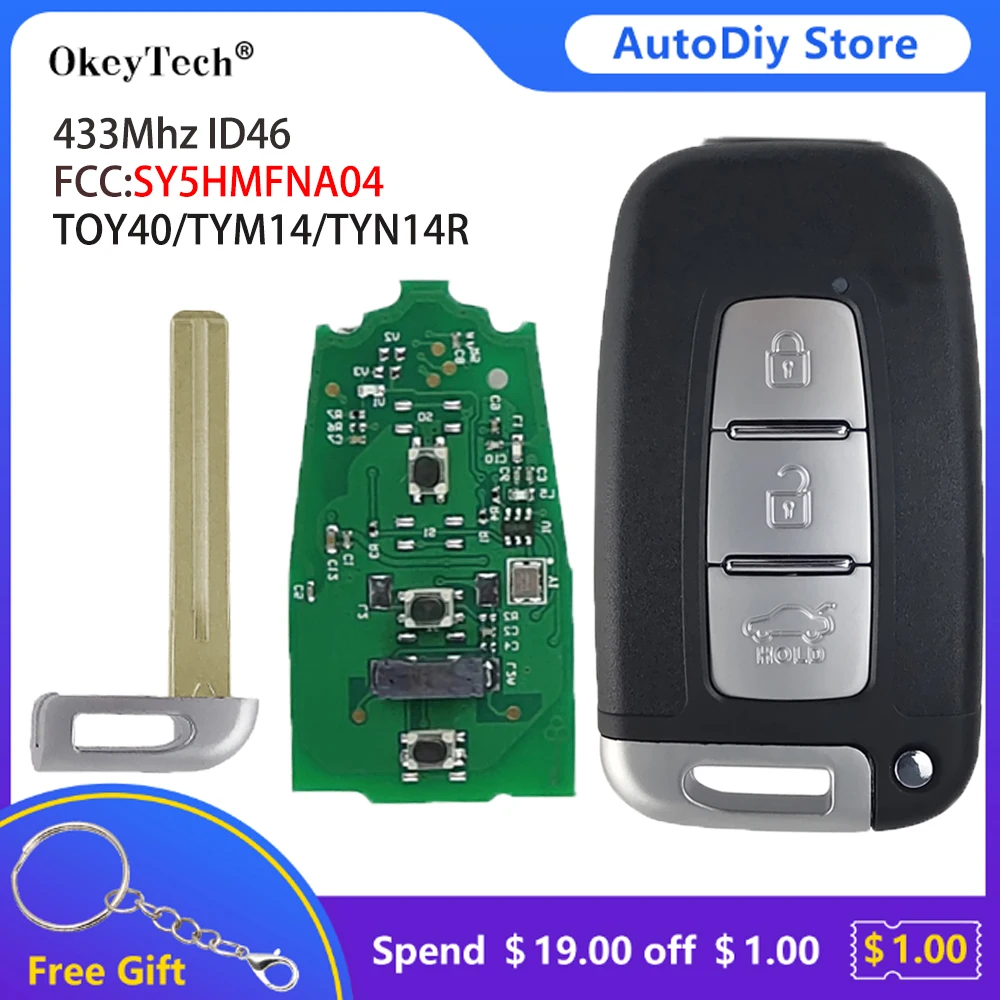 

Okeytech Smart Remote Key 433Mhz ID46 For Hyundai I30 I45 Ix35 Genesis Equus Veloster Tucson Sonata Elantra For Kia SY5HMFNA04