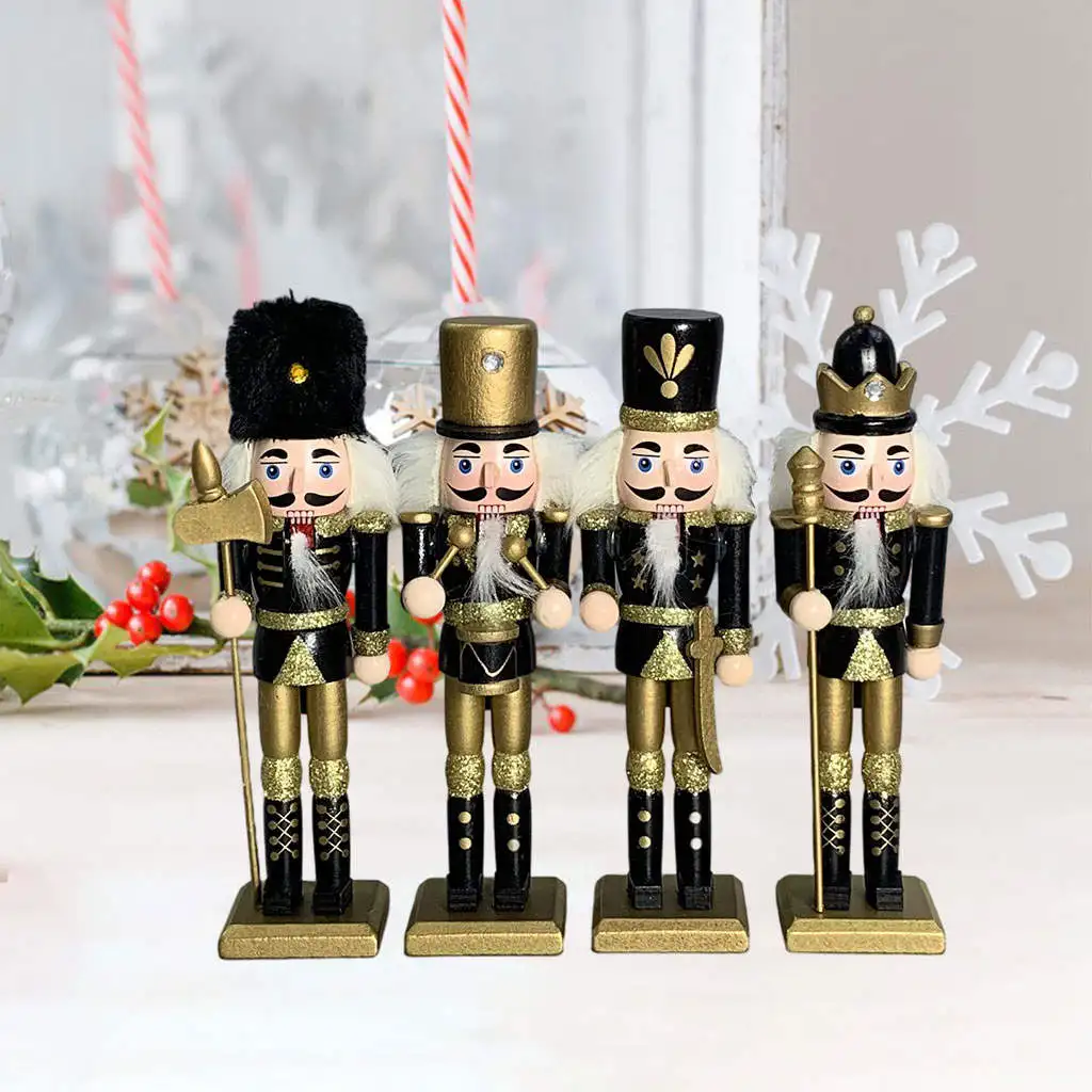 

Set of 4 Nutcracker Soldier Free Standing Classic for Festive New Year Decor