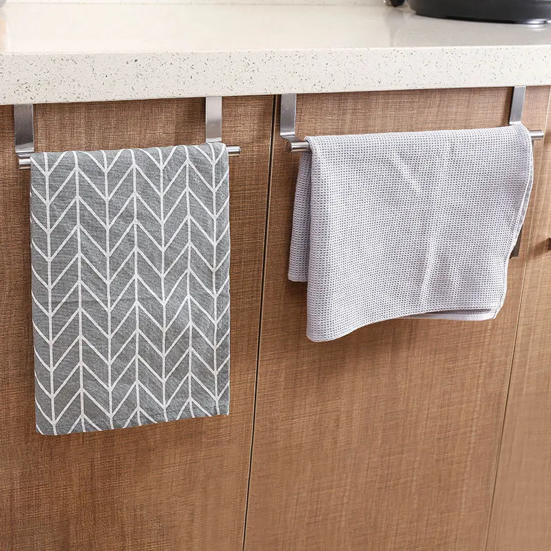 

Factory spot stainless steel towel rack kitchen punch-free towel hanging rod cabinet door back rag rack