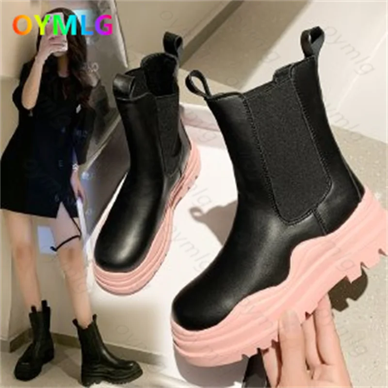 

Martin boots 2021 autumn and winter new fashion Chelsea boots thick bottom set foot smoke tube single boots women