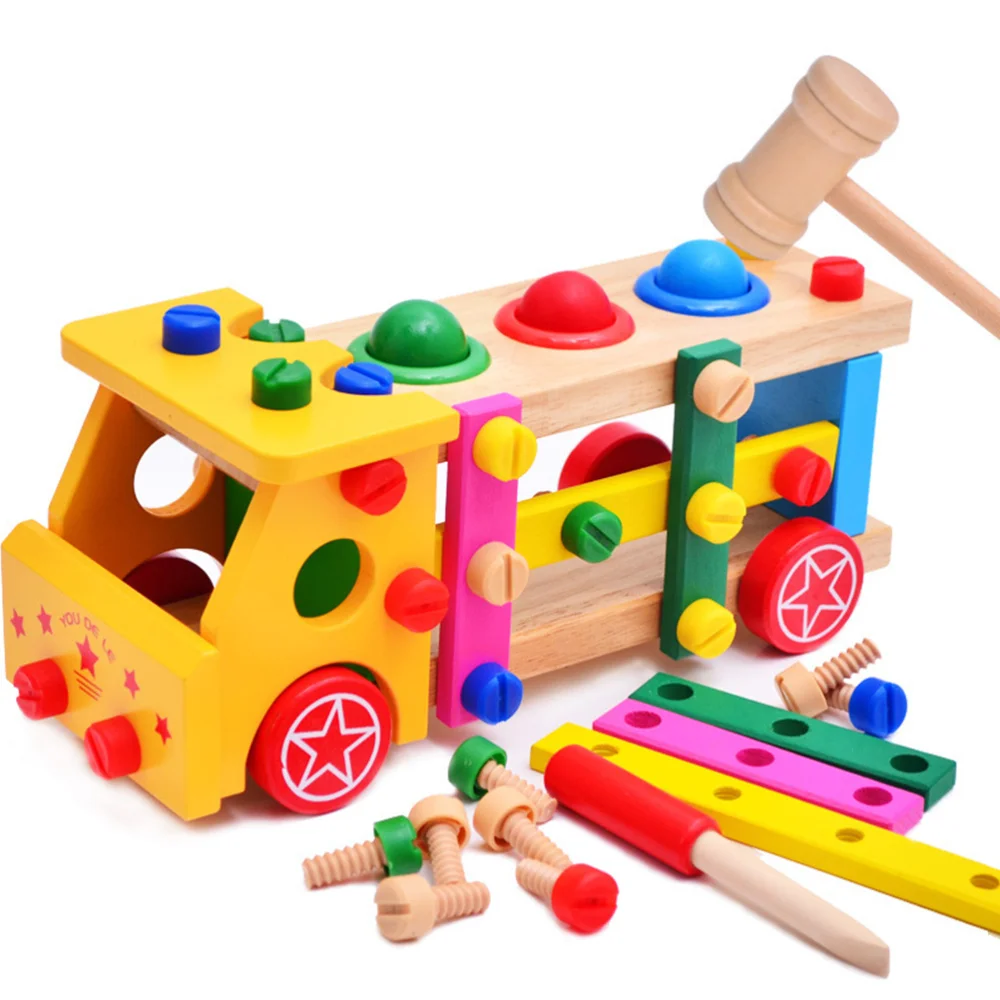 Деревянный винт автомобиля игрушки для детей грузовик деревянный собрать гайка