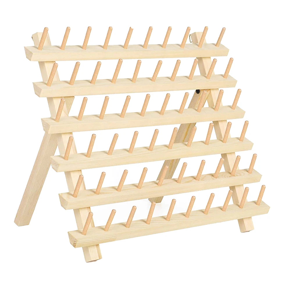 Вешалка для ниток на 60 катушек держатель деревянной нити катушке органайзер с