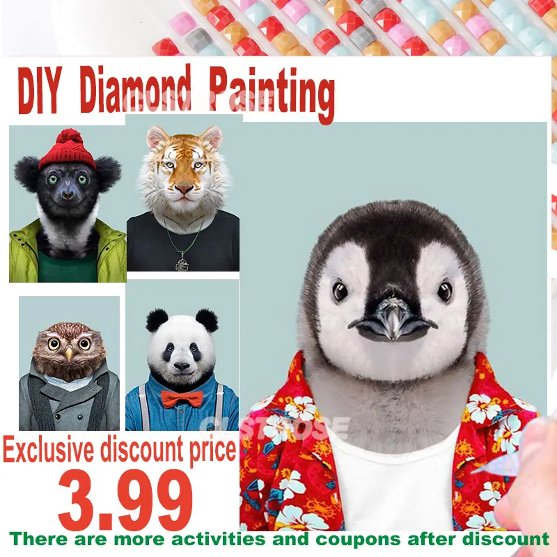 

Diamond Painting Animal Cross Stitch Kit Animal Diy Gift for Wearing Clothes Customizable Wall Art for Bedroom and Living Room