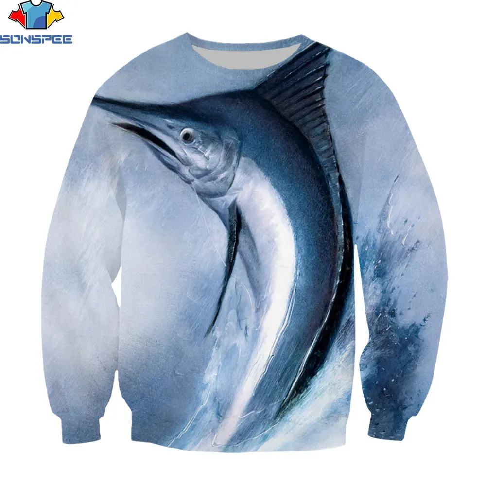 

SONSPEE 3D Printed Men Women Without Cap Sweatershirt Tuna Fish Animal Cool Funny Harajuku Street Clothing Pullover Long Sleeved