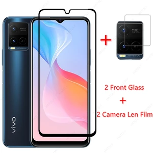 4 in 1 for vivo y21s glass for y21s y21 tempered glass film phone screen protector hd camera len film for vivo y21 y21s 4g free global shipping