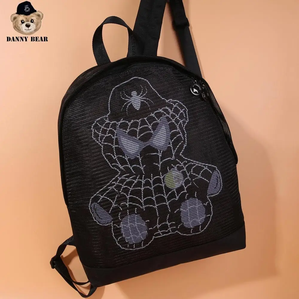 

Danny Bear Zipper Vintage Backpack Student Causal College Bear Logo Print Travel Fabric Bag DBTB9915036