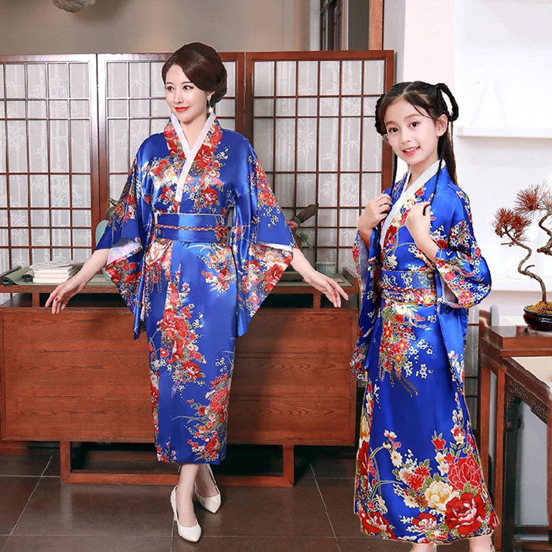 Японское кимоно для мамы и дочери с цветами вишни одежда родителей детей