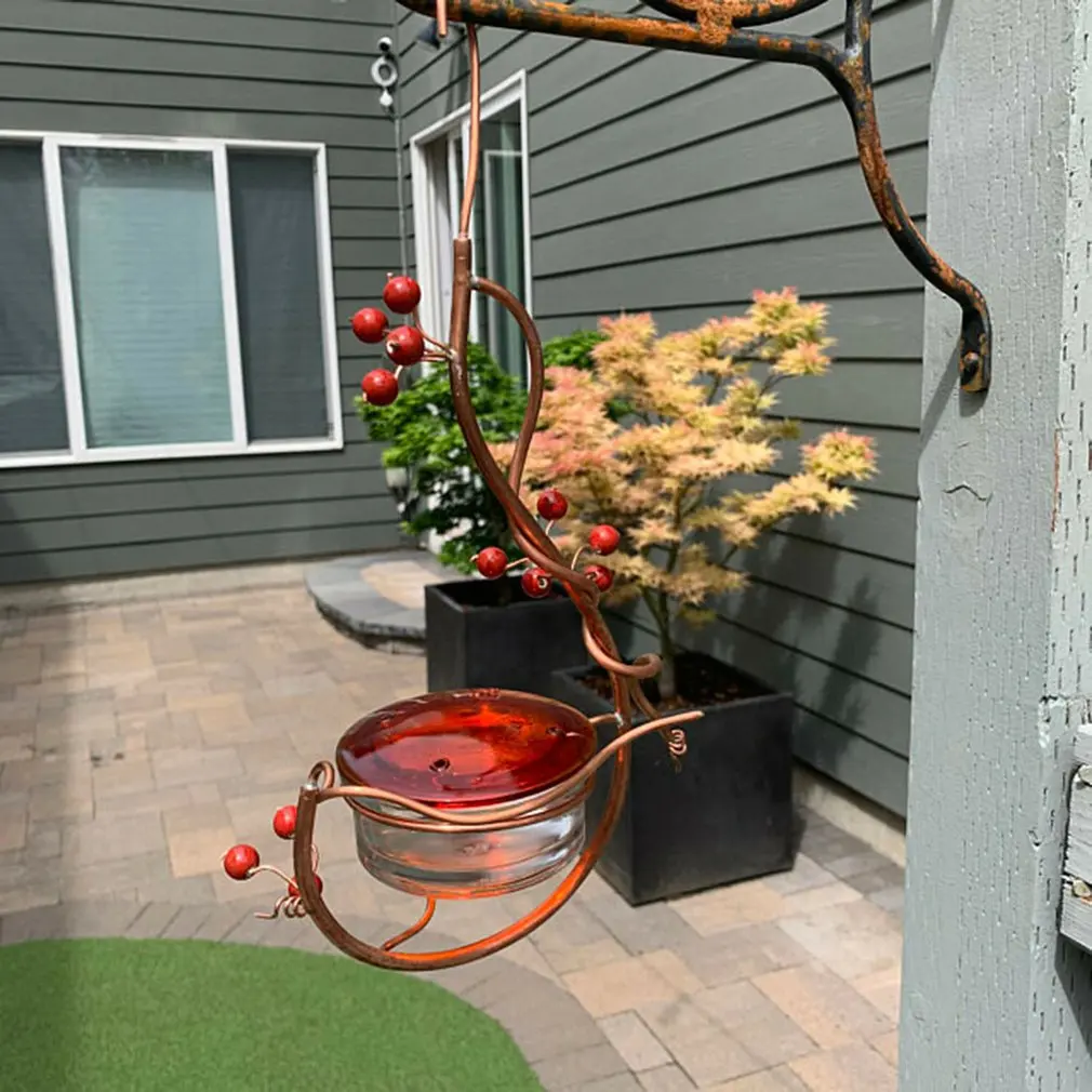 

Long Type Bird Feeder Courtyard Bird Feeder Red Berries Hummingbird Bird Feeder Flower Iron Injector Supplies Feede