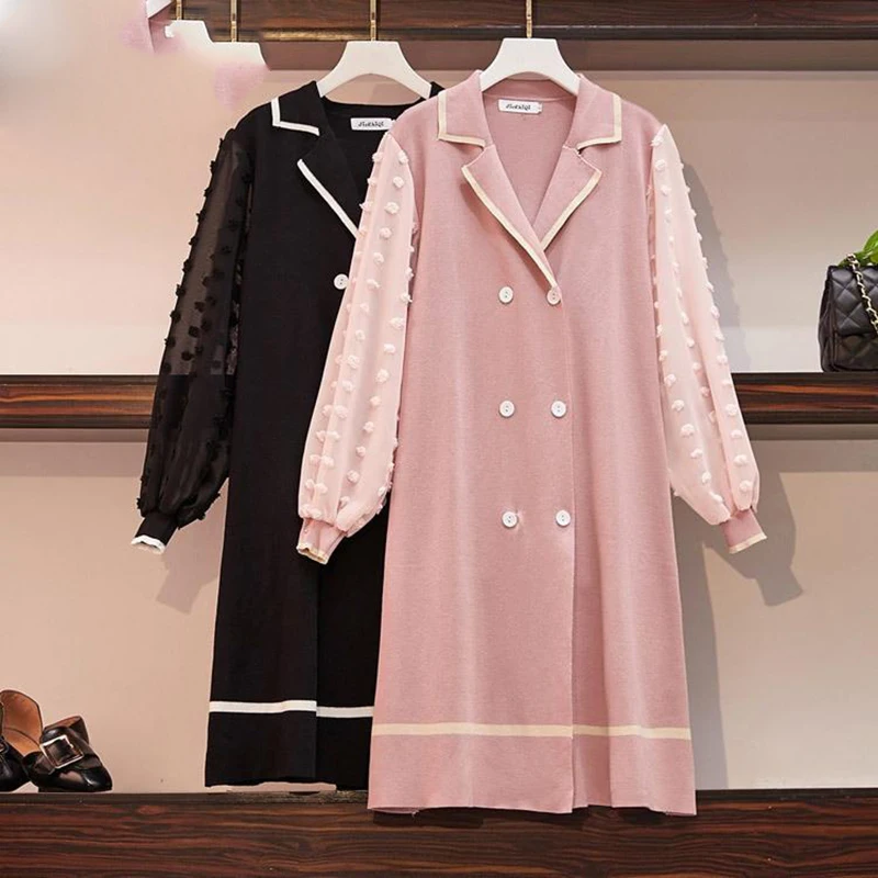 Женское трикотажное платье свитер элегантное Повседневное большого размера