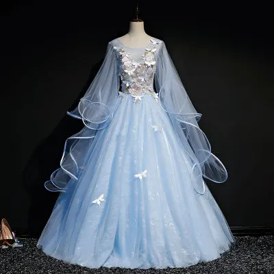 

100% real butterfly 3d shoulder wave veil ball gown medieval dress long Medieval Renaissance Gown Victoria Belle gown