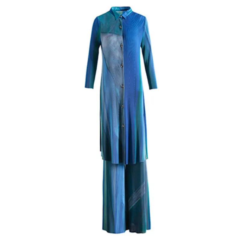 

Miyak pleated suit 2019 summer new high-end temperament wide leg pants suit female loose thin paragraph pleated pants suit women