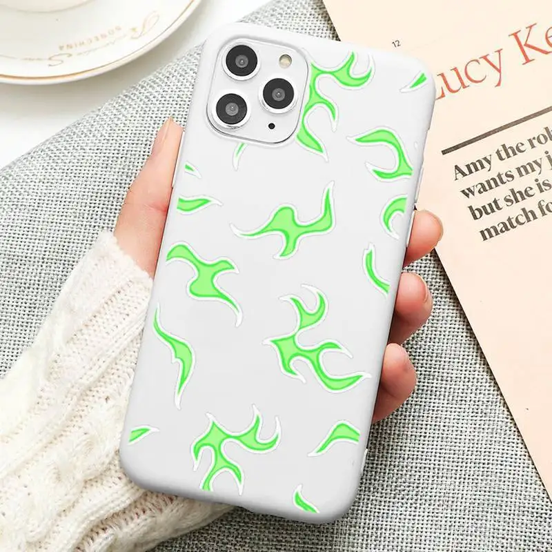 

Blue Flame Fire Phone Cases Candy Color for iPhone 11 12 mini pro XS MAX 8 7 6 6S Plus X 5S SE 2020 XR