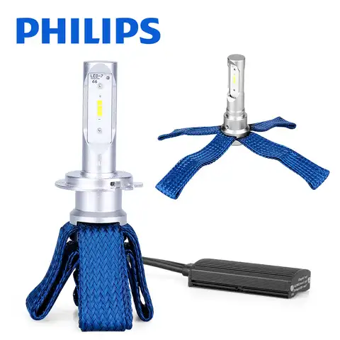 Светодиодные фары Philips Оригинальные Лампочки H7 LED H4 H8 H11 H16 9012 HIR2 HB3 HB4 ближние дальние Противотуманные фары 6000K 12 В Высокая мощность 2X