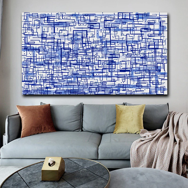 Современная разноцветная абстрактная Геометрическая Картина на холсте постеры