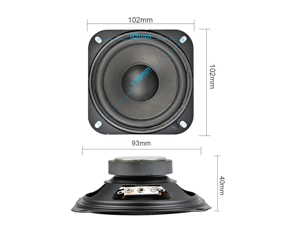 AIYIMA 2Pcs 4 Inch Full Range Audio Speaker 2 Ohm 15W Bass Sound Woofer Bluetooth HIFI Music Portable Loudspeaker - купить по