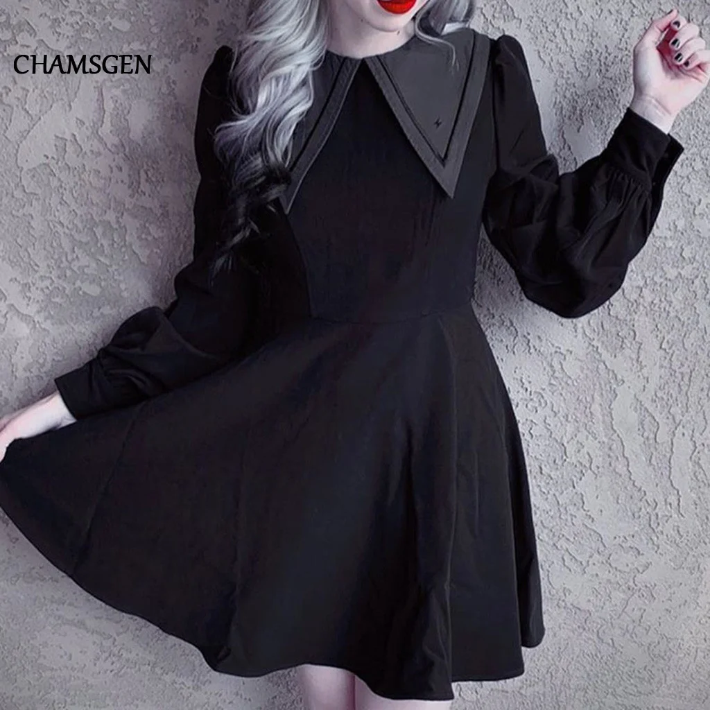Женское плиссированное платье с длинным рукавом CHAMSGEND черное облегающее на