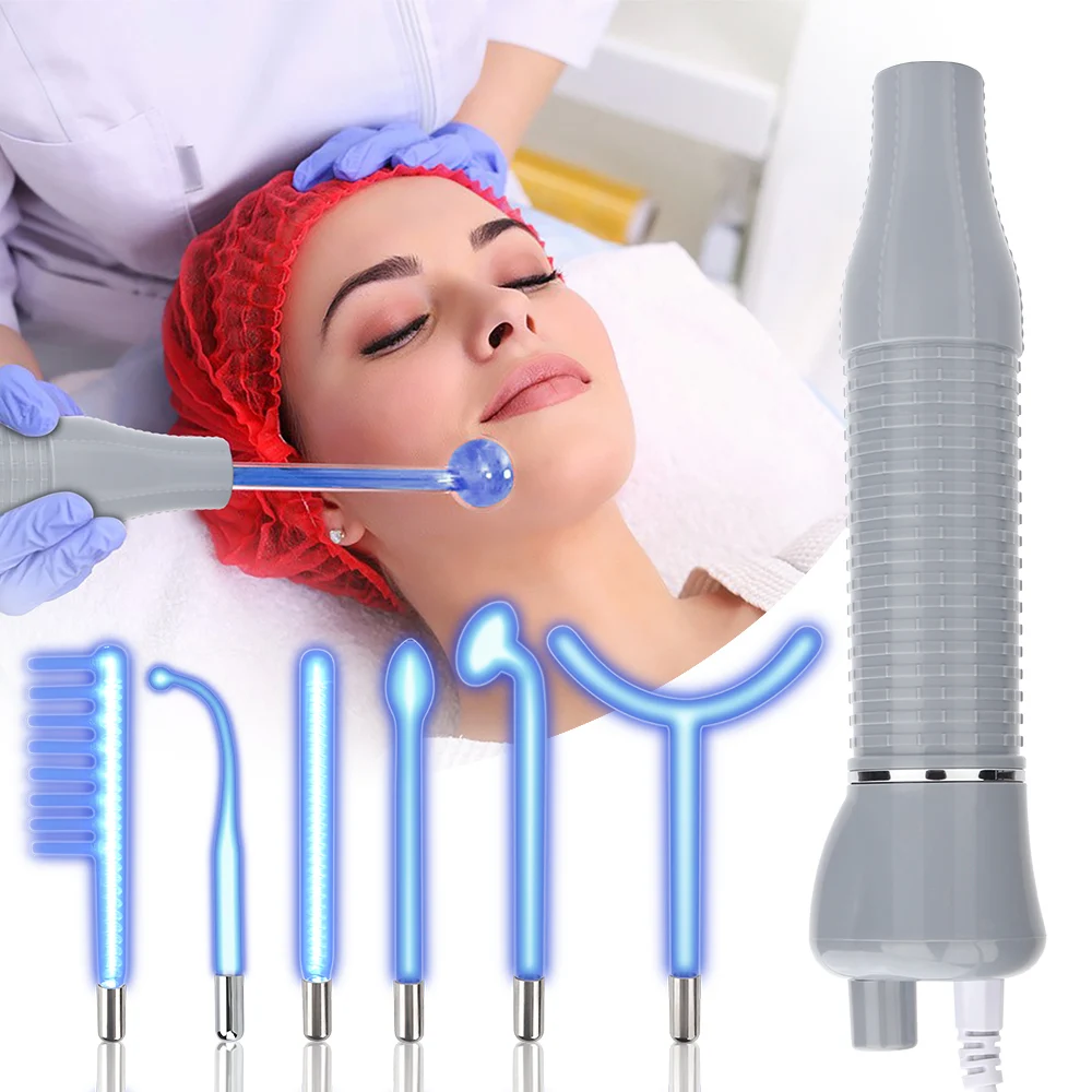 

Portable High Frequency Skin Therapy Machine w 6 FUSION Neon + Argon Wands Anti Aging Reducing Inflammation Acne Skin Care Spa