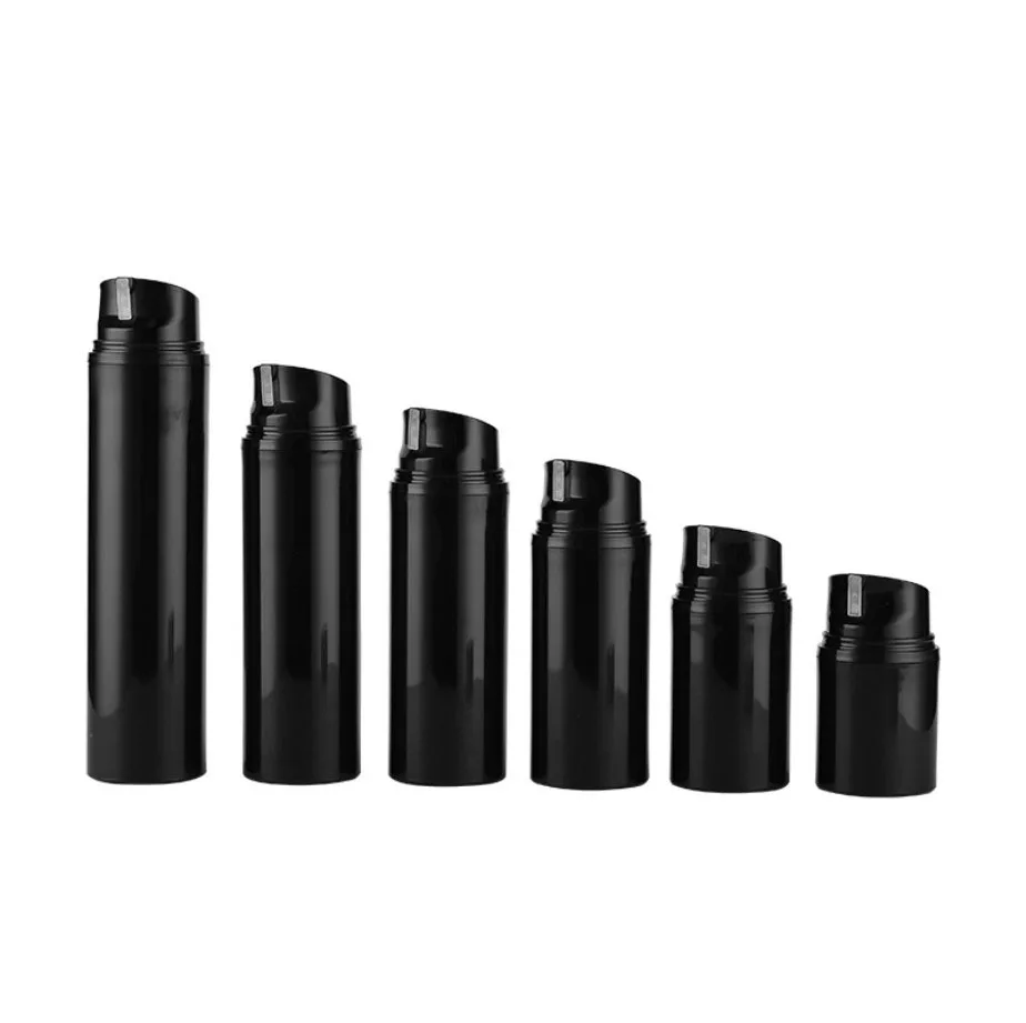 24 X Mini  Empty Portable Black Empty  Airless Dispenser Lotion Pump Cream Bottles  30ml 50ml 80ml 100ml 120ml 150ml