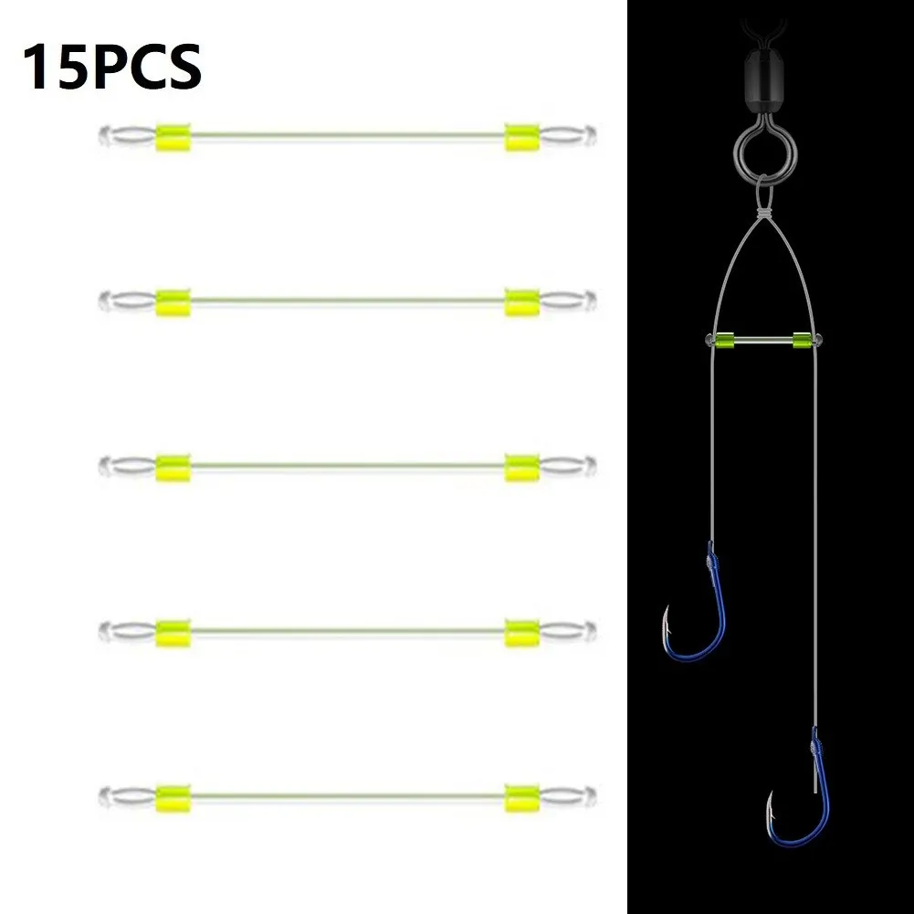 

15pcs Double Hooks Contactor Device Fishing Line Space Bifurcation Eight Type Silica Gel Fishing Tackle 10/12/15/20/25/30/40mm