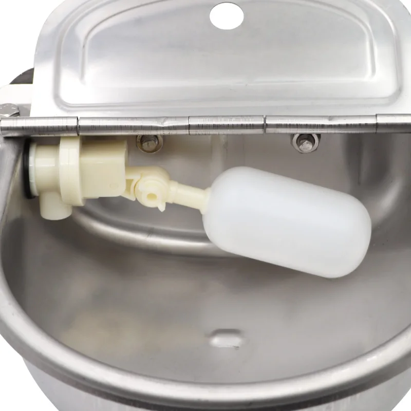 

Stainless Steel Cow Water Bowl With Drain Hole Drink Automatic Float Farming Trough Horse Supplies Sheep Dog Pet Goat Cattle