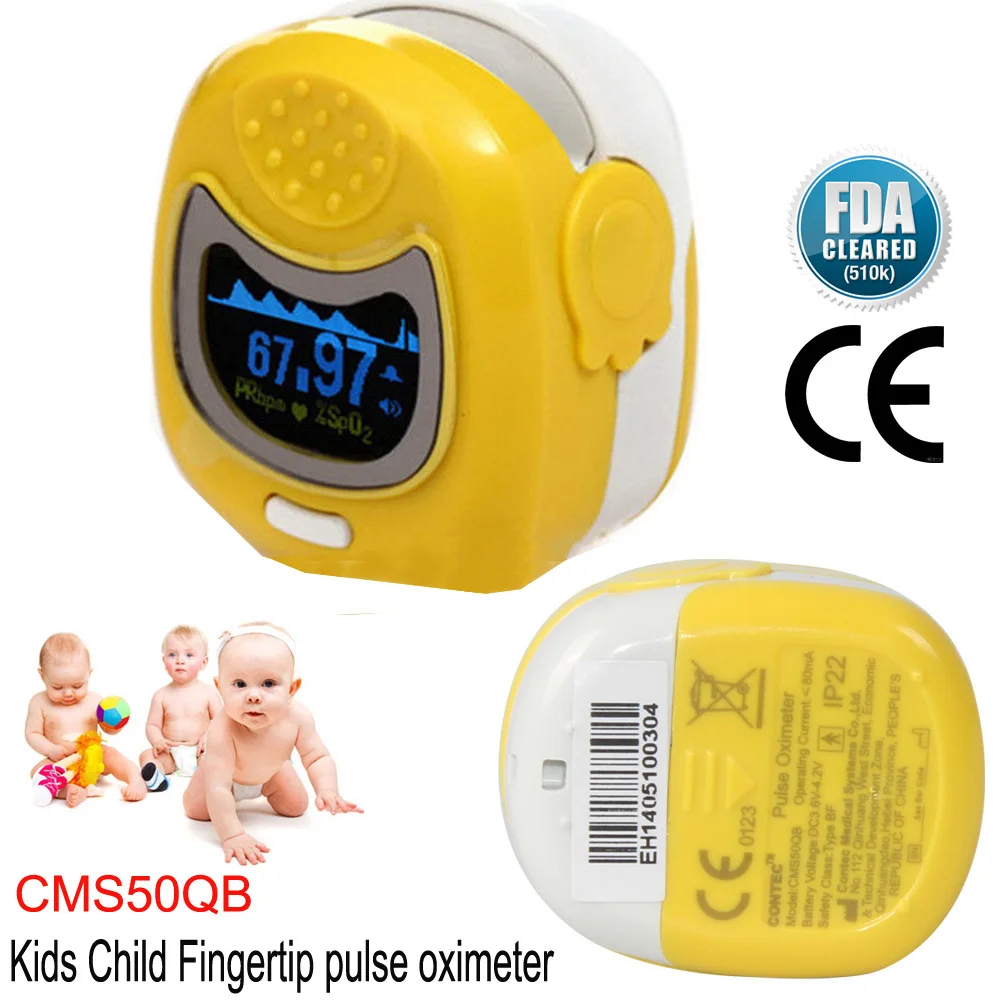 

CMS50QB Children Kids Digital Pulse Oximeter Portable Fingertip Blood Oxygen Saturation Tester Spo2 Machine Pulse Rate Monitor