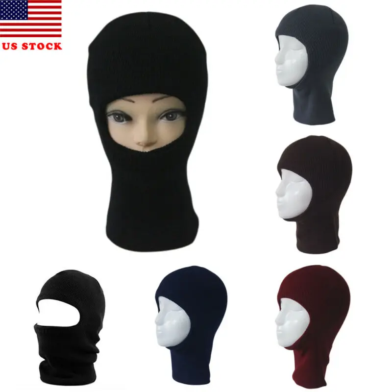 Модная однотонная Лыжная зимняя шапка Балаклава с одним отверстием капюшоном