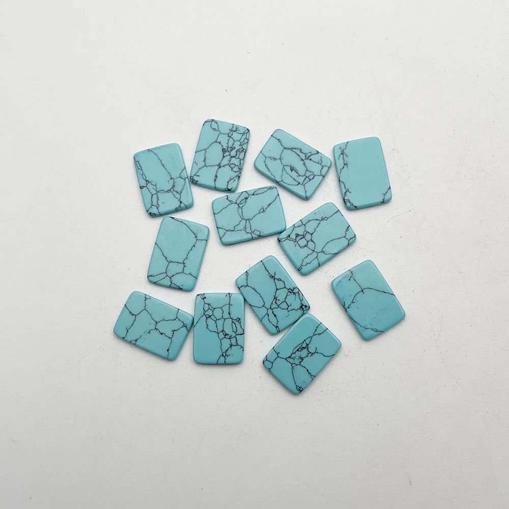 

Модный Бирюзовый двойной квадратный кабошон с плоским дном около 13x18 мм 12 шт. кольцо ожерелье патч ожерелье аксессуары