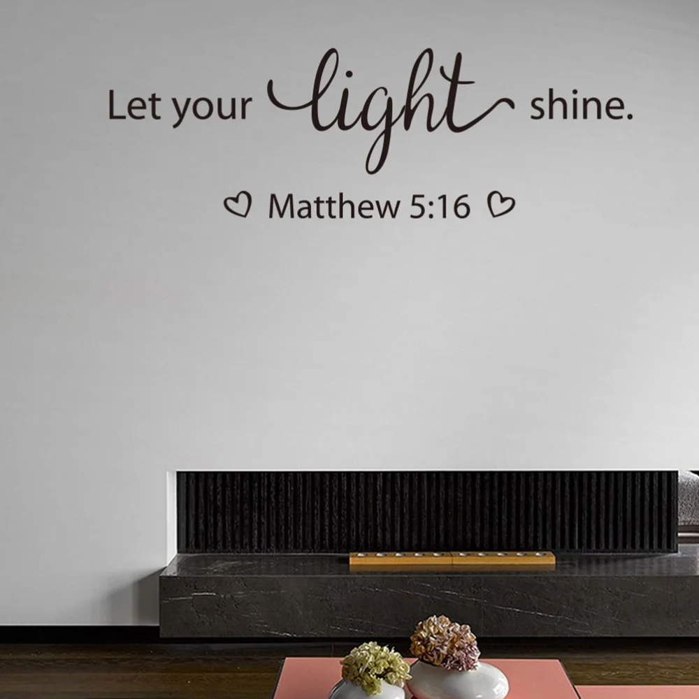 

Let Your Light Shine Matthew 5:16 Religious Quotes Vinyl Wall Decal Art Lettering Wall Stickers Christian Home Decor