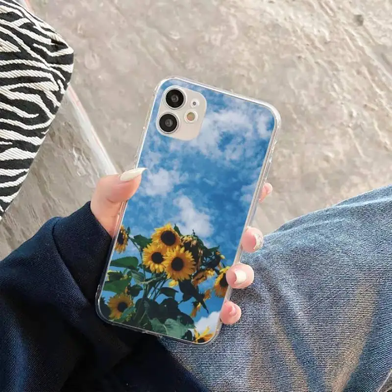 

Phone Case For iphone 12 11 8 7 6s 6 5 5s 5c se plus mini x xs xr pro max rose daisy sun flower pattern Transparent soft