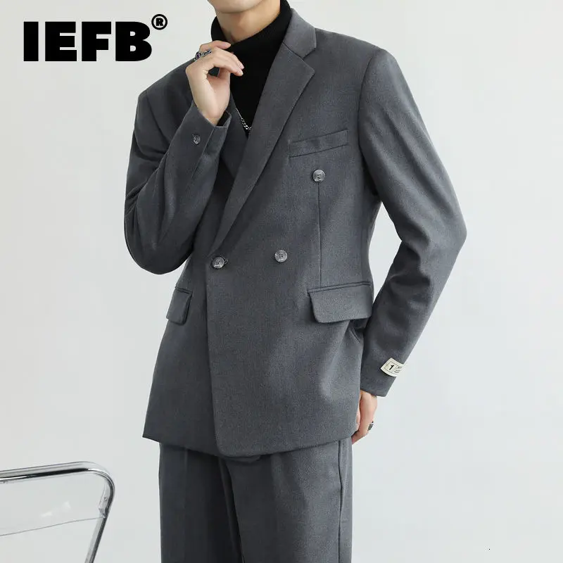 

IEFB Trend Ins High Quality Design Men's Blazer 2021 New Autumn Winter Fashion Suit Jackets Korean Double Breasted Coat 9Y9851