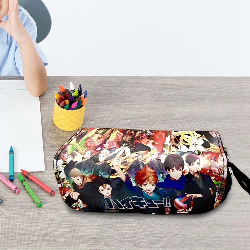 

New Haikyuu Large Pencil Case Anime Pen Bags Small School Bags Cartoon Stationery Storage Bag Girls Kawaii Makeup Case