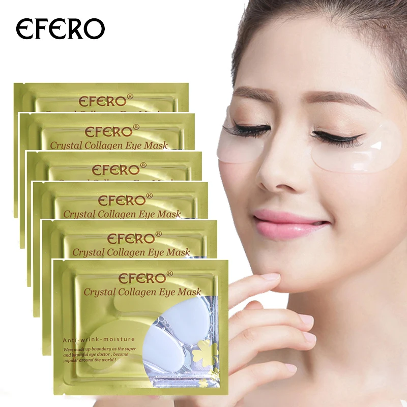 EFERO, 5 пар, коллагеновая кристаллическая маска для глаз, гель, накладки на глаза, маска для ухода за глазами, устраняет темные круги, увлажняющий крем, отечность