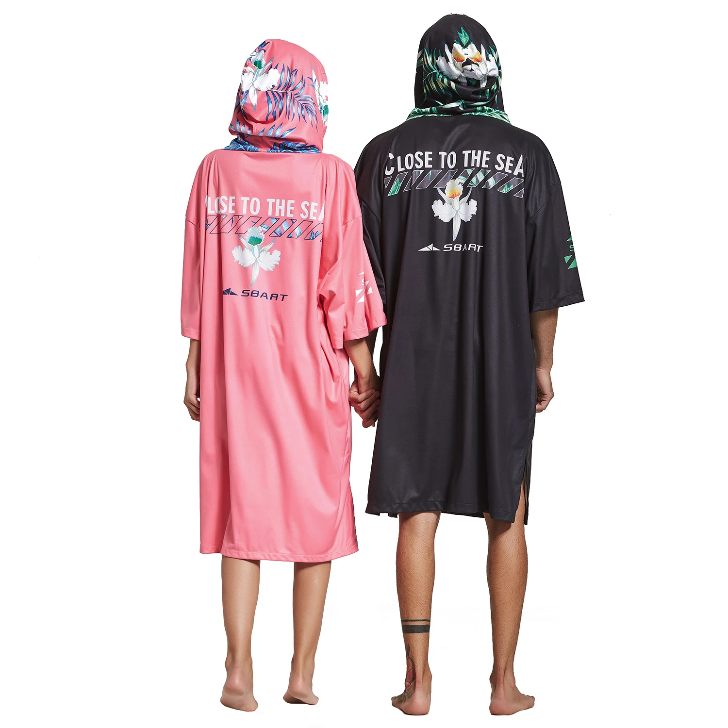 

SBART Mens Sunscreen Beach Swimming Cloak Cover-ups Bathrobe Hooded Bathing Towel Cape Bathtub Quick-drying Swim Dress Black