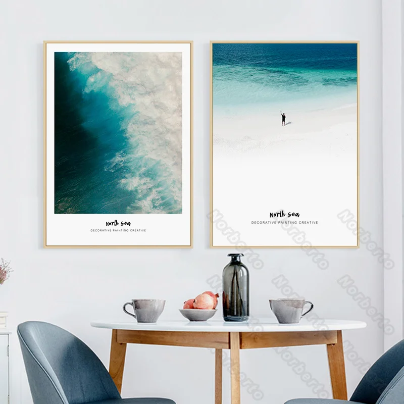 

Nordic Style Canvas Painting Poster Art Natural Landscape North Sea and Waves Quota Love Travel Dream for Home Rooms Wall Decora