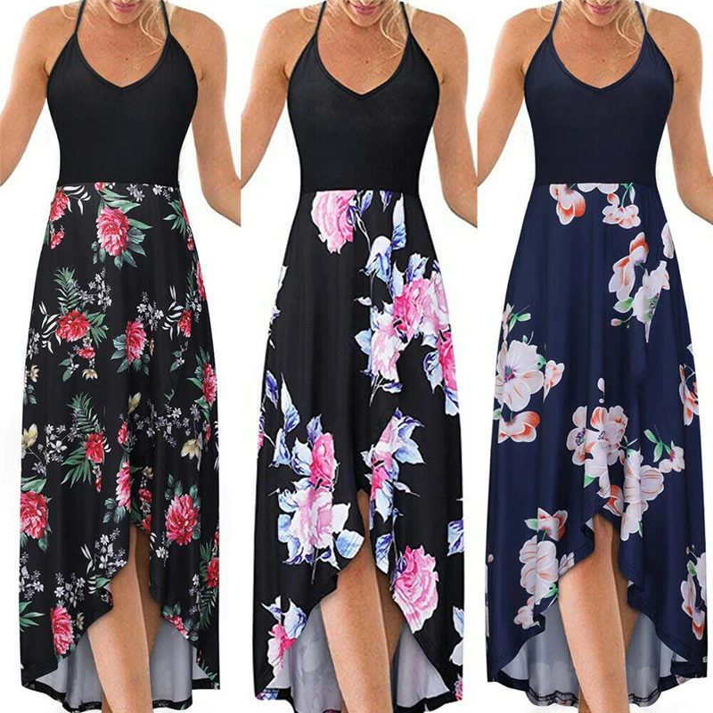 2019 горячее женское Бохо цветочное длинное Повседневное платье Макси Вечернее