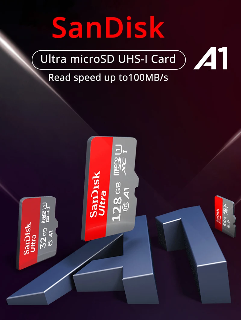Карта памяти SanDisk MicroSD 64 Гб 128 ГБ, флеш-карта памяти 16 ГБ 32 ГБ U1/U3 C10, TF карта 200 ГБ 256 ГБ UHS-I A1/A2 V30 SDXC 400 гб 4K Full HD