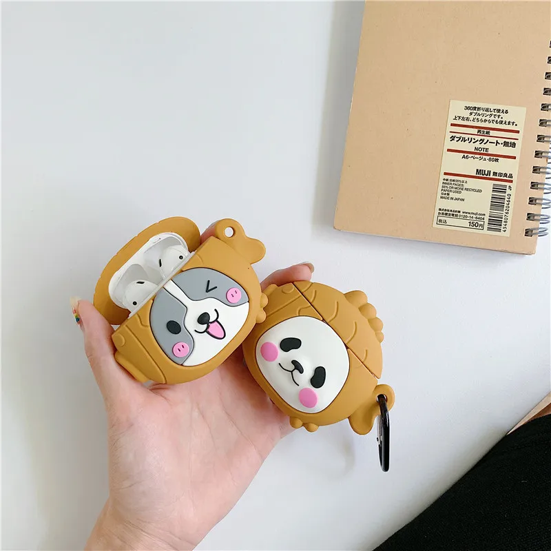 Для AirPods чехол 3D мультфильм еда наушники для Apple Airpods 2 Kawaii забавные аксессуары