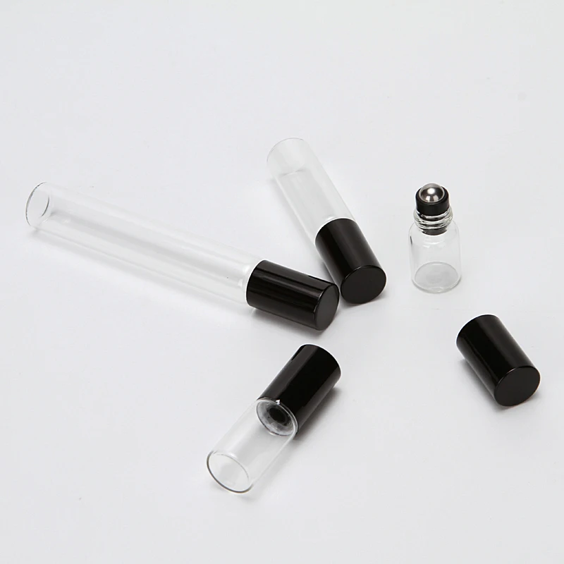 

50pcs/lot 2ml 3ml 5ml 10ml Clear Roll On Roller Bottle for Essential Oils Refillable Perfume Bottle Deodorant Containers