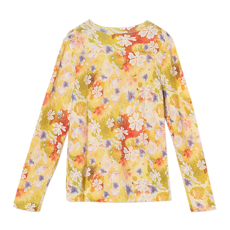 100% кашемировый свитер для женщин Осень-зима вязаный пуловер с цветочным принтом